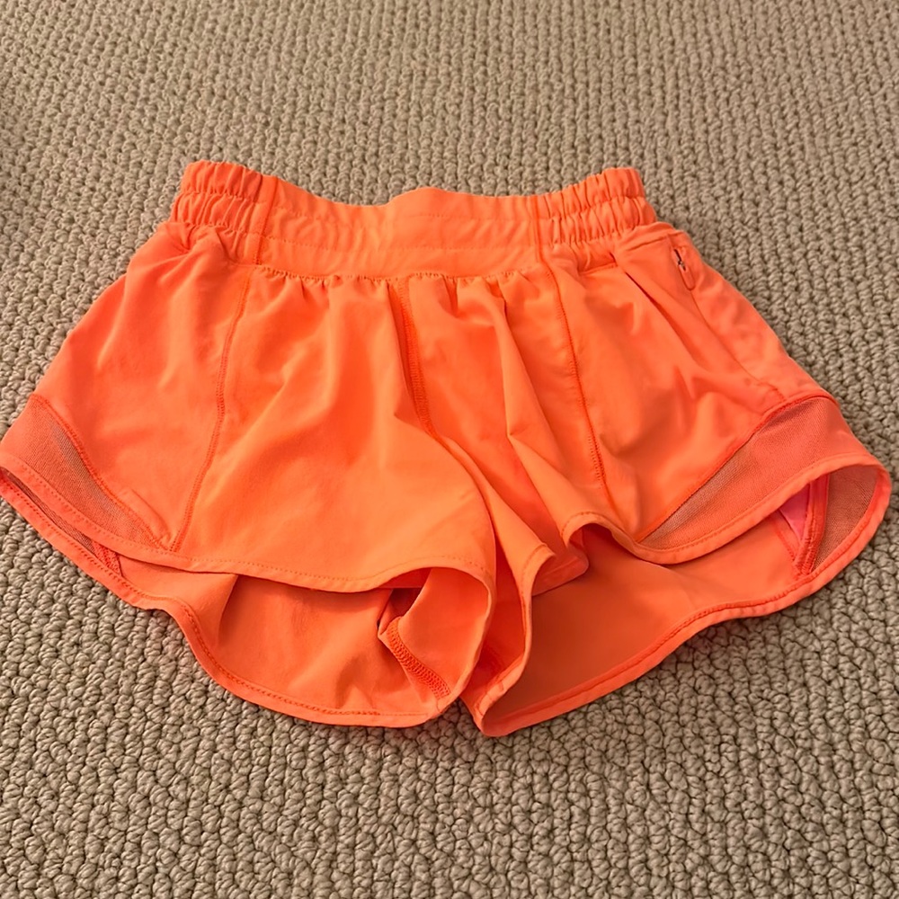 Neon orange hottie hot lululemon shorts